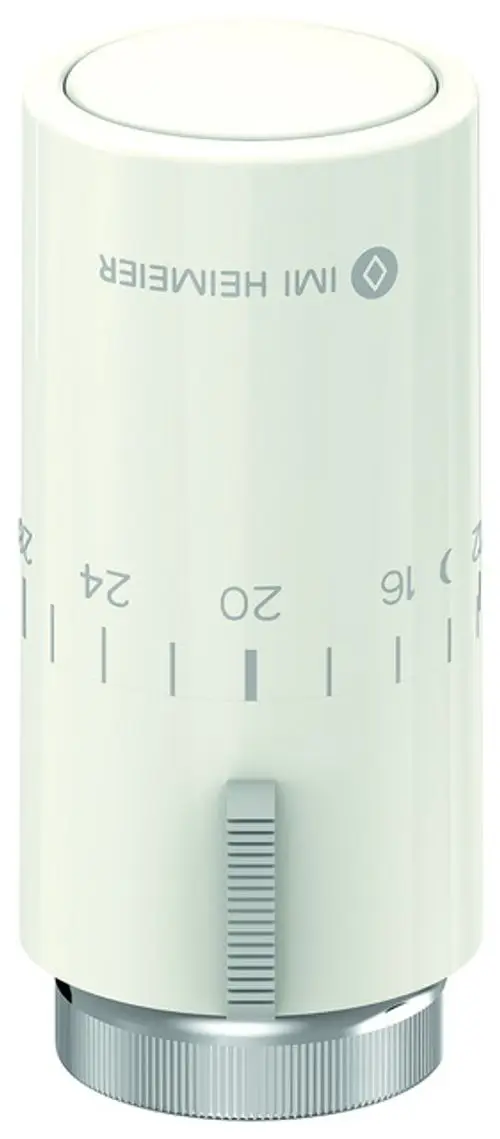 Thermostatkopf in Weiß, mit Einstellskala von 6-28, von der Marke IMI Hydronic Engineering, geeignet zur Temperaturregelung in Heizsystemen.